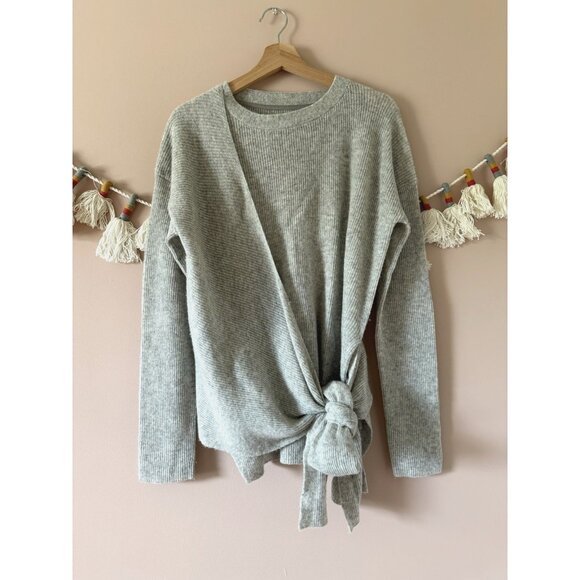 Brochu Walker The Greys Wrap Sweater Wool Cashmere Tie Cozy Classic Neutral L - Picture 1 of 10
